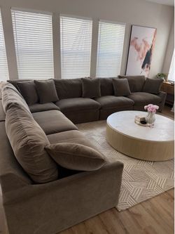 6-Piece Modular L-Shaped Sectional Couch. Ashley Luxe Whitehaven, Velvet