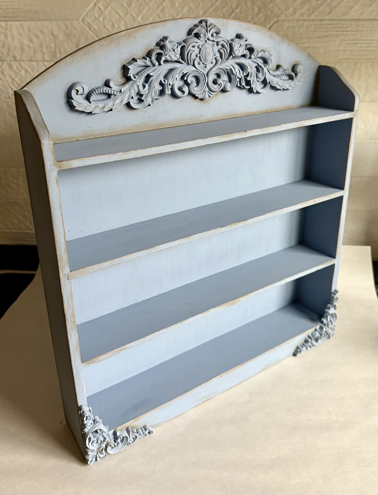 Vintage Upcycled Blue Wooden Antiqued Shelf