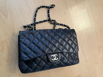 Chanel Black Lambskin Classic Flap Maxi Shoulder Bag