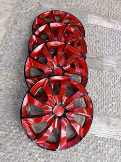 Car rim covers set of 4 wheel rim covers for Toyota Honda Hyundai Kia 13” 14” 15” 16” 17”  red and black  Tapas de Rin polveras tapa cauchos