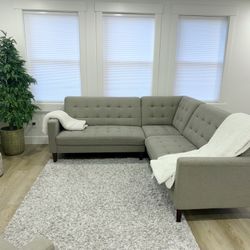 Grey / Beige Fabric Sectional Corner Couch Sofa Set 6+ Seating Great Condition