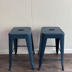 Blue Metal Bar Stools (24in)