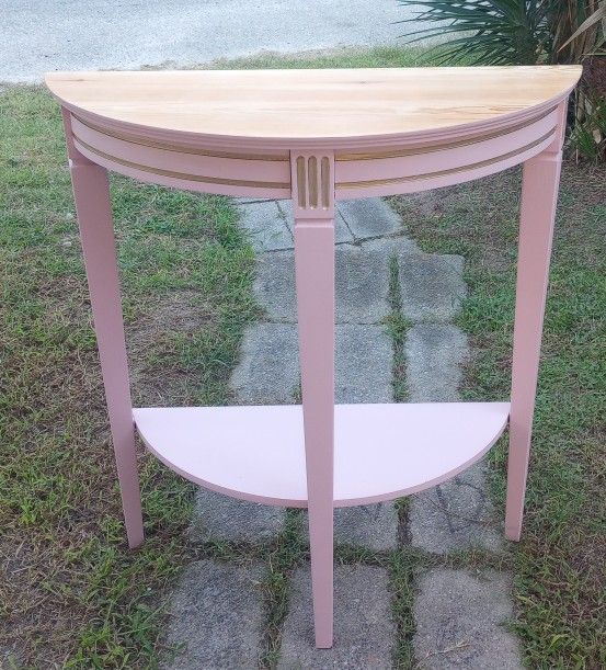 Pink Half -Moon Console Table