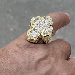 Ice out simulated diamond Stones Men Cross Ring 