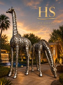Luxury 18 FT Metal Giraffe Pair – Handcrafted Life-Size Garden Sculptures