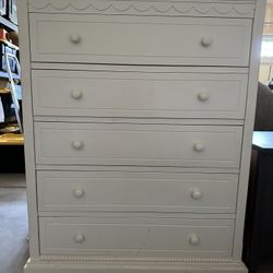 White/cream Tall 5 Drawer Dresser Cafe Kid