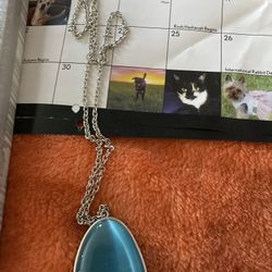 Pretty Blue Pendant  Long Necklace-reduced !