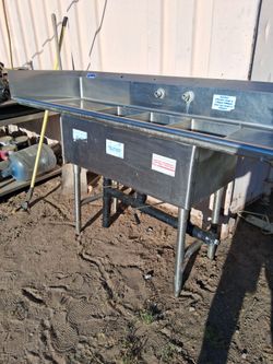 Stainless steel triple sink