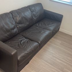 Brown Faux Leather Couch