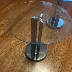 Round Glass Cocktail Table- End Table 