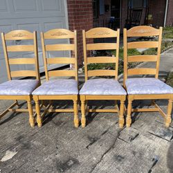 4 Broyhill Knotty Pine High Back Side Chairs