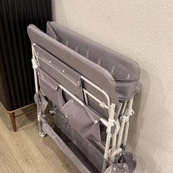 Baby Diaper Changing Station [Has Wheels And Foldable] - Grey Fabric With White Legs