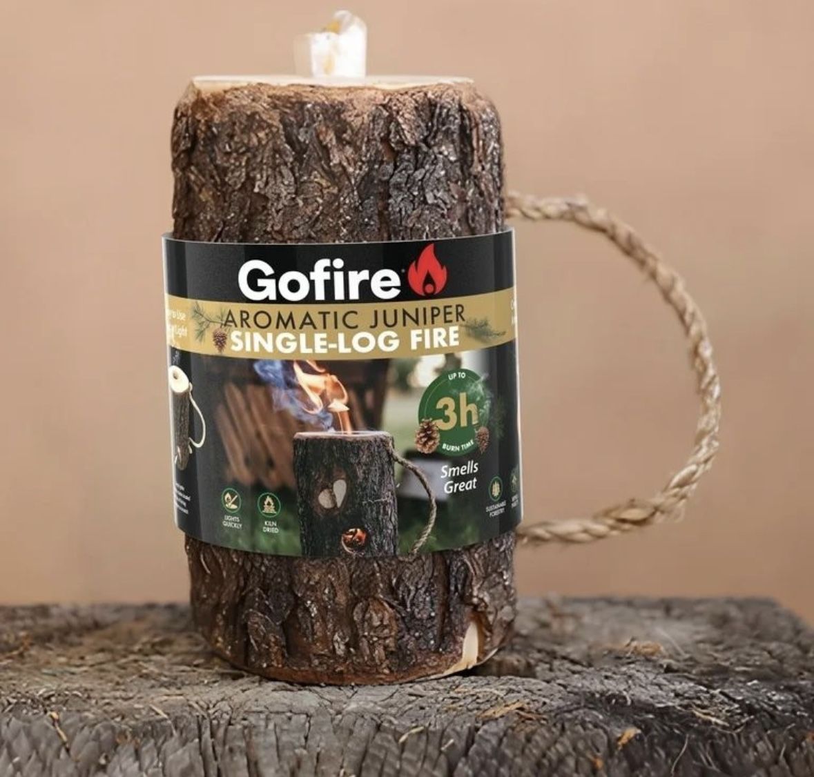 Gofire Single Log: Self-Contained, Easy-To-Light For Pits, Camping, With All-Purpose Starter