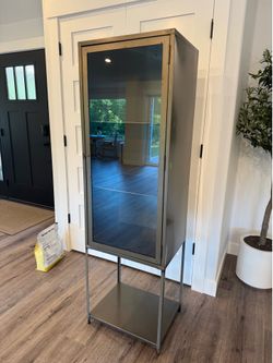 Rustic Steel Display Cabinet  or bar– Heavy, Glass Door, 3 Shelves