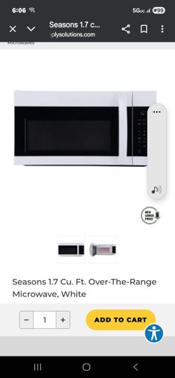 Seasons White Over The Range Microwave 
