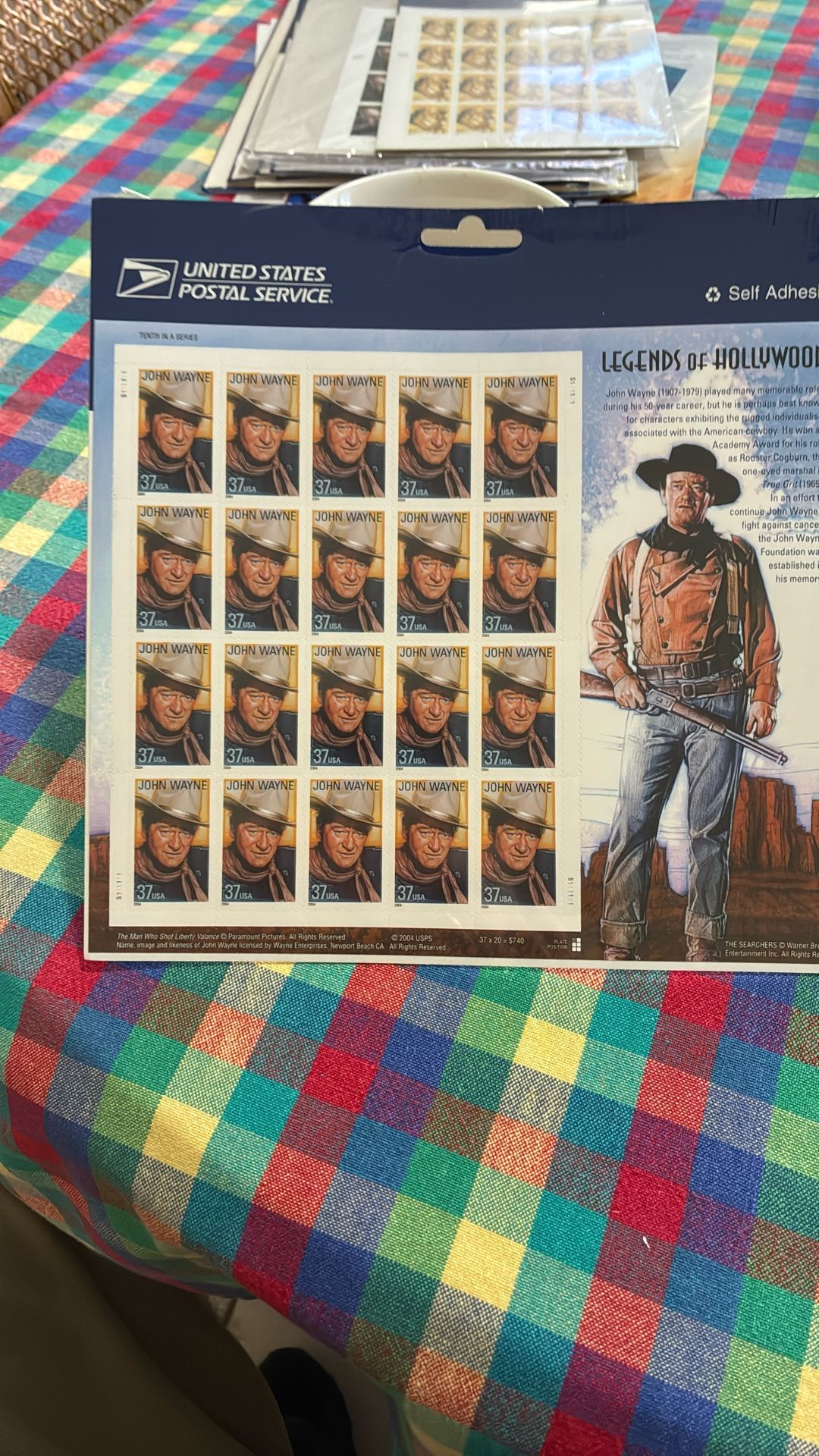 JOHN WAYNE. MINT STAMP SHEET