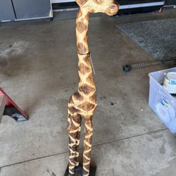 40” Wood Carved Giraffe 