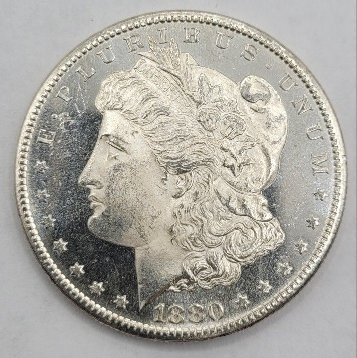 1880-S $1 Morgan Silver Dollar Mint-State DMPL Obv, Semi P/L Rev. Stunning!