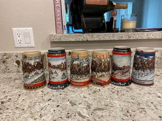 Budweiser stein collection cups by Susan Sampson
