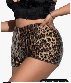 Soly Hux Y2K Leopard Print Sequin Shorts