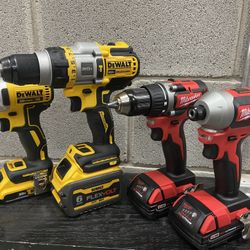 Dewalt Brushless Flex Volt/Milwaukee Brushless Drill Set 