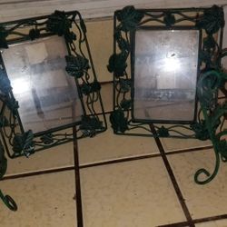 8X10 Vintage Iron Ivy Set (2 ,frames) And ( 2 Large Candle Holders)