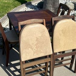 Vintage Card Table & Folding Chairs