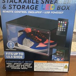 LED Stackable Sneaker Display Box – USB Powered, Remote Control – Fits up to 13.5 