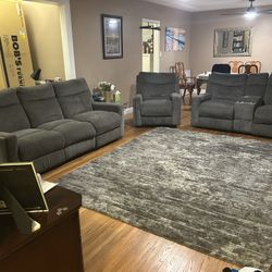 Gray Couch, Loveseat and Recliner Set