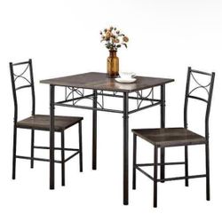 Hot Seller 3-Piece Outdoor Metal and Wood Dining Table Set for Patios, Backyards, Porches,