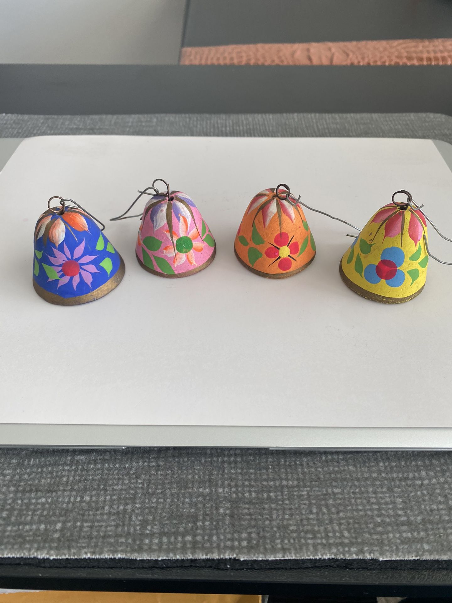 Vintage Hand Painted Bells, Southwestern Clay Pottery