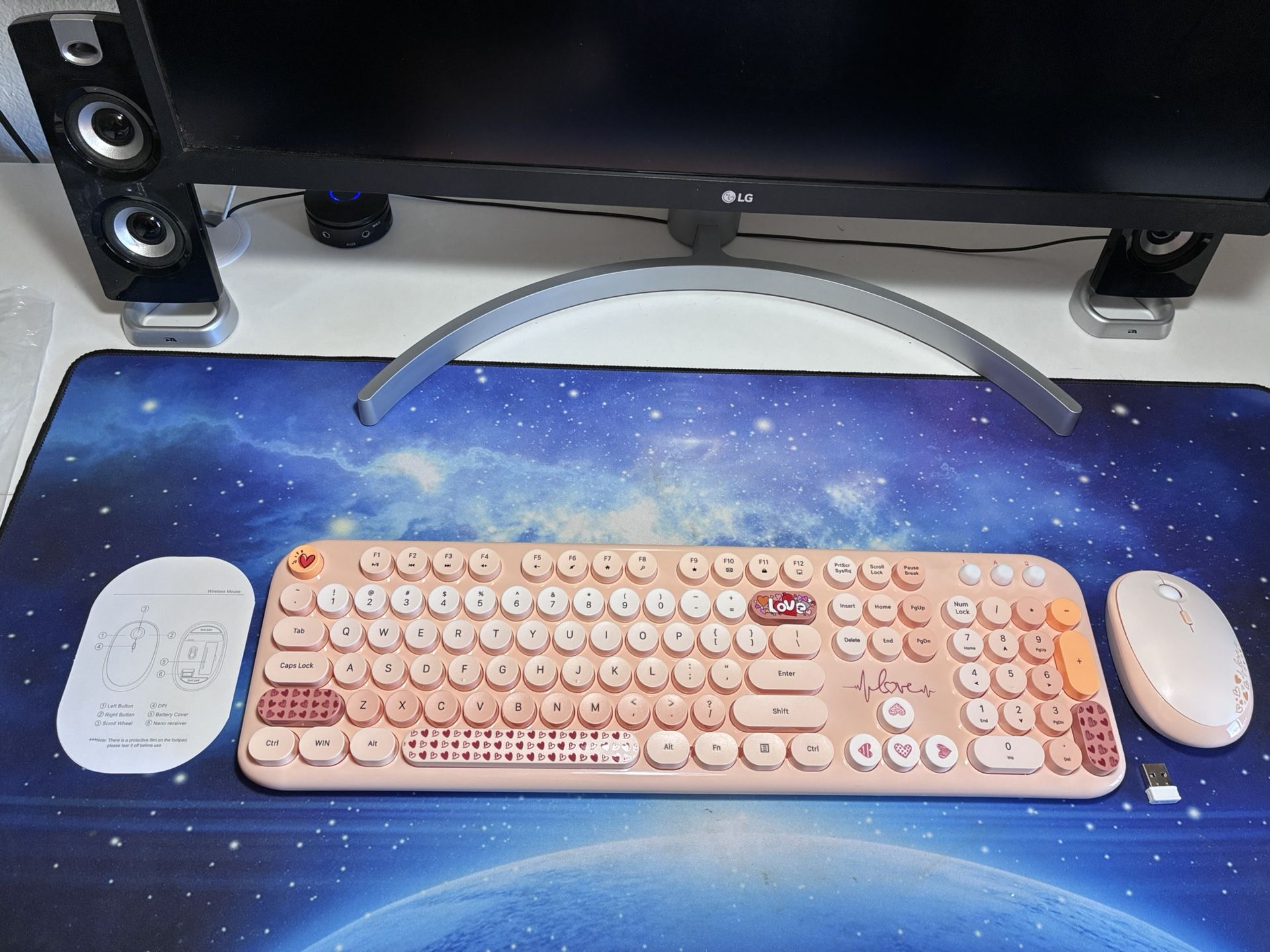 NEW Wireless Keyboard & Mouse, Peach