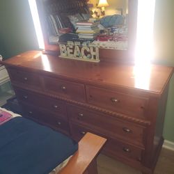 Dresser/mirror for sale solid wood very nice , best offer takes it need gone asap thanks