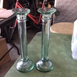 Lite Green Glass Candles.  17 Inches