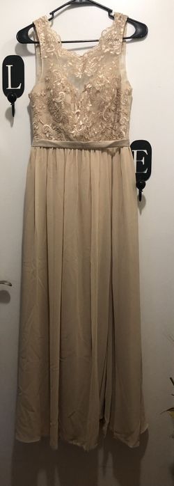 AZAZIE GERTRUDE Champagne A-Line Lace Chiffon Dress Sz A8