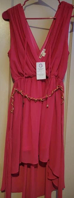 Dress Hot Pink Grecian With gold 