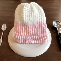 Strawberries & Cream Knitted Beanie