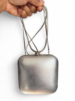 Rachel and Co Silver metallic clutch purse with chain strap