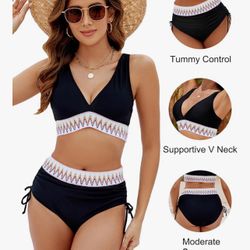 Sexy 2 Piece Tummy Control Bathing Suit Size: M