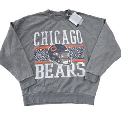 Chicago Bears Vintage Wash Oversized Crewneck Fleece Pullover