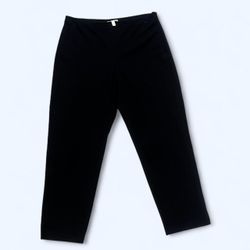 Eileen Fisher Medium Black Organic Cotton Straight Leg Slacks Trouser Pants