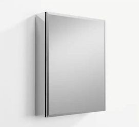 Nuetypechic Black 19.85 In W x 25.78 In. H Rounded Rectangle Mirror Cabinet Iron Framed Mirror