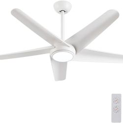 52" Ceiling Fans with Lights,White Ceiling Fan with Remote 6 Speeds,3 Color Light,Reversible 5 Blades Minimalist Design Outdoor Ceiling Fans for Patio