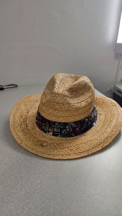 Dorfman Pacific Genuine Raffia Straw Sun Hat Wide Brim Boho Medium Beach