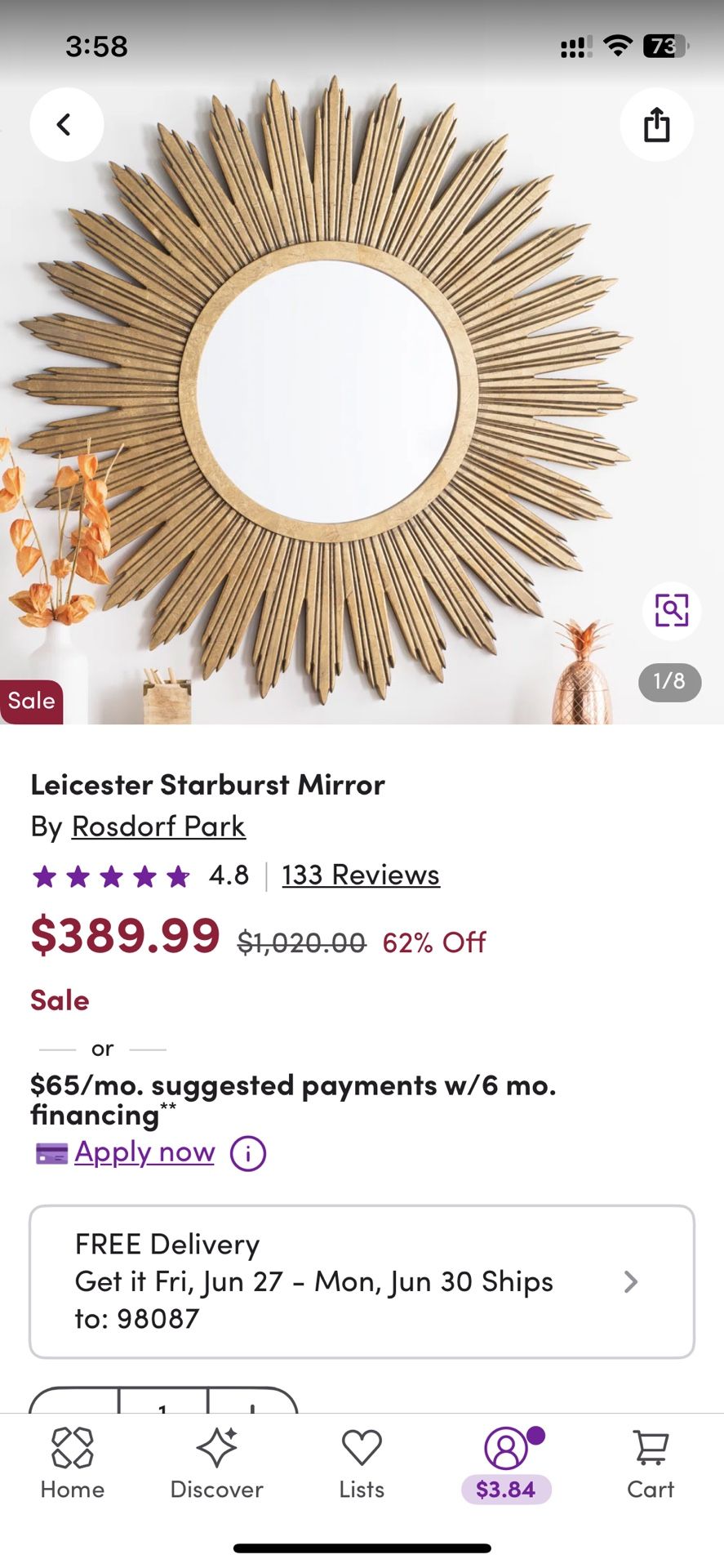 Oversized Accent Mirror