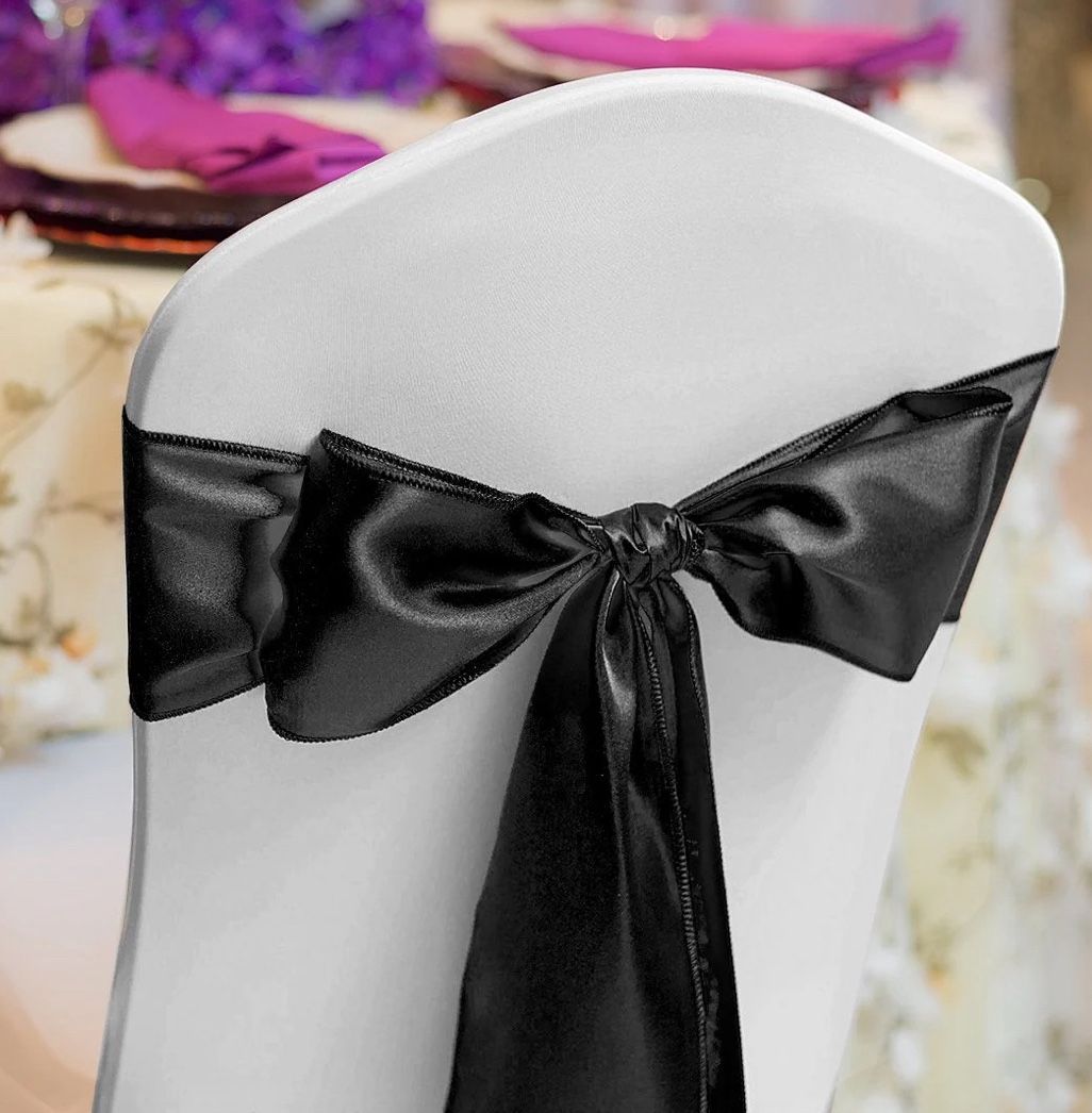 Black Satin Chair Sashes -15