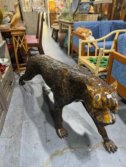 Large Bronze Leopard Sculpture 68” Long Life-Size Wildlife Statue