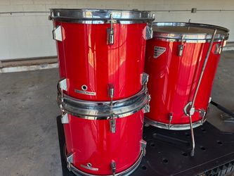Vintage Remo Quadura USA Toms – 12”, 13” & 16” Floor Tom – Red