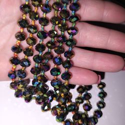 32" Multicolored Swarovski Beaded Necklace Perfect Condition 