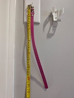 14 inch Pink leather collar - small dogs